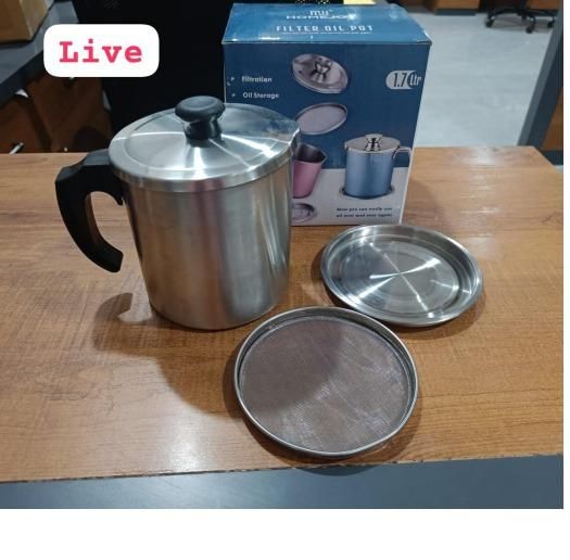 Stainless Steel Kitchen Oil Filter with Lid